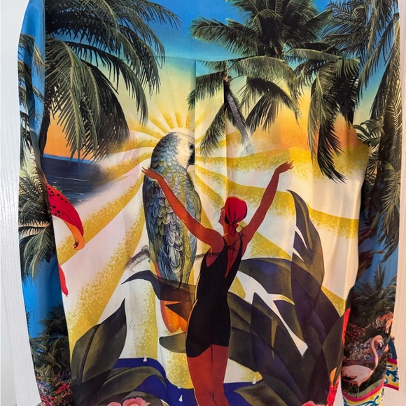 Alice + Olivia- Vibrant Tropical Print Shirt 100% silk. Fashion statement piece - Picture 2 of 4